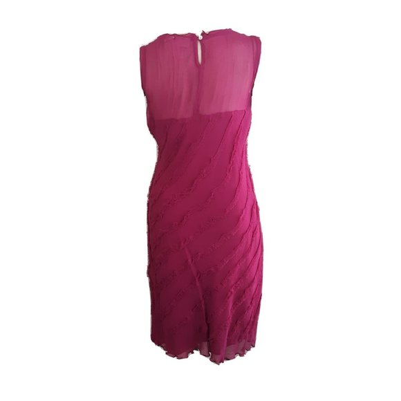 Newport News Pink Dress Size 8 EUC Sheer Gauze Overlay - Picture 3 of 11